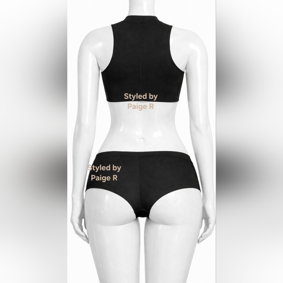 💕NWT SKIMS Sporty Scuba Wetsuit Swim Top + Hipster Swimsuit Set Black ONYX 3X - Picture 12 of 13